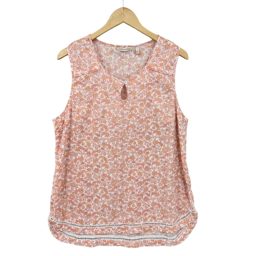 SOFT SURROUNDINGS COTTON SLEEVELESS BLOUSE TOP EUC SZ L